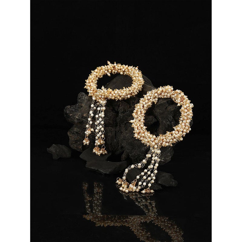 Efulgenz Indian Handmade Pearl Beaded Lumba Rakhi Bracelet Bangle Jewelry Set for Women Girls Gift for Bhabhi Sister (2 pc) - Image 2